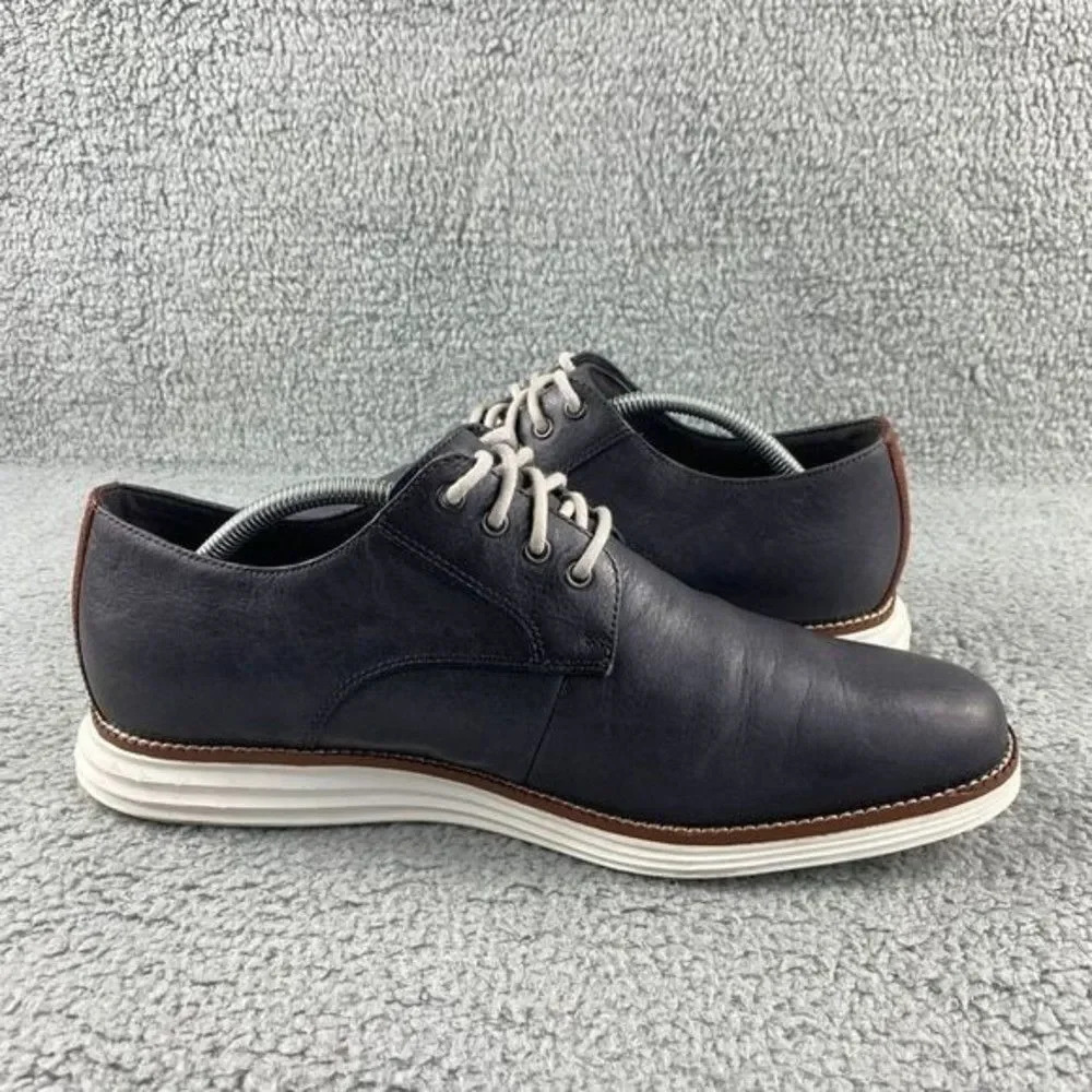 Cole haan original Classic Grand Plain Oxford Shoes Mens 11 M Navy‎ Lace Up - Picture 10 of 14